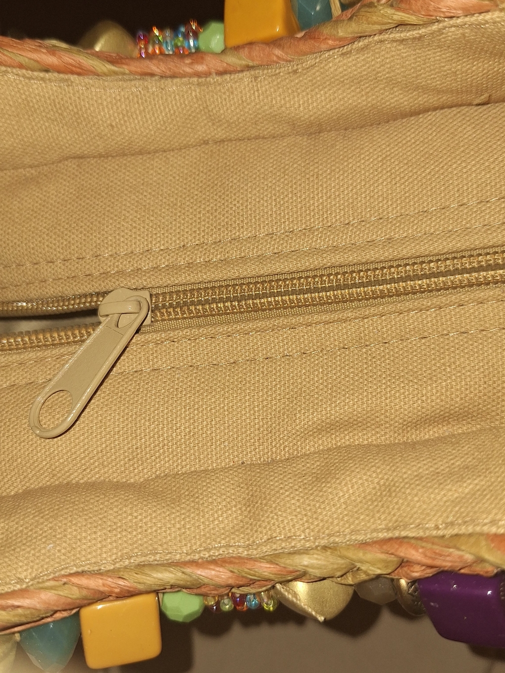 Kim Rogers Multicolor Woven Straw Tote — Orange, Blue, Green, Purple, Tan - Picture 6 of 6